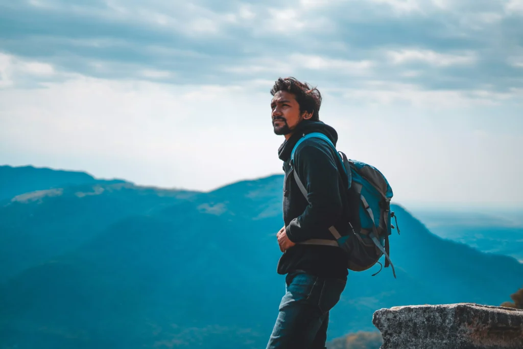 man in mountains